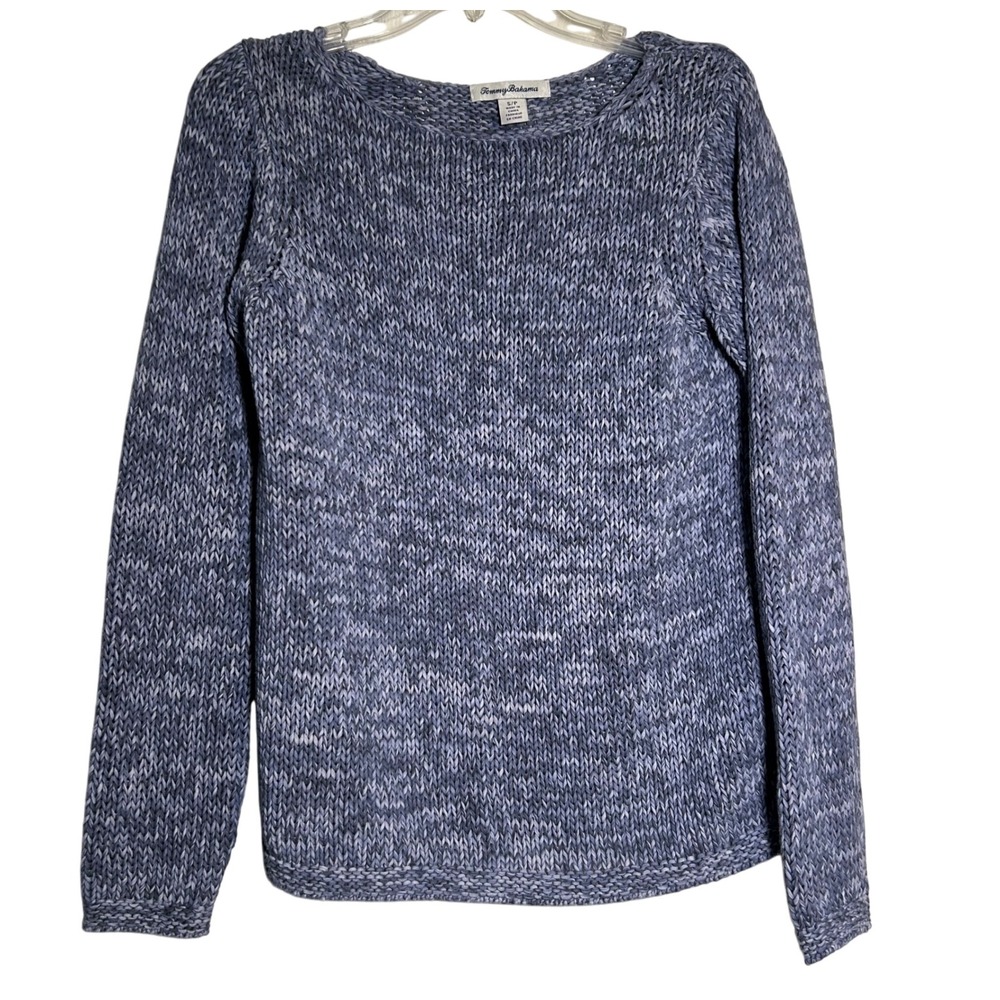 Tommy Bahama Womens Sweater Pullover Blue Marled Knit‎ Long Sleeve Size S P